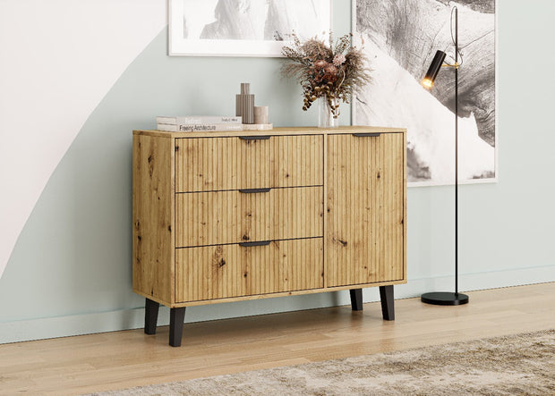 KOMODA SCANDI 1D3S SLIM 1 DRZWI 3 SZUFLADY DĄB ARTISAN