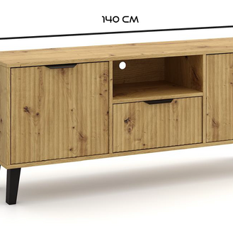 SZAFKA RTV SCANDI 2D1S SLIM RYFLOWANE FRONTY DĄB ARTISAN