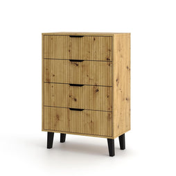 KOMODA SCANDI 4S SLIM 4 SZUFLADY RYFLOWANE FRONTY DĄB ARTISAN