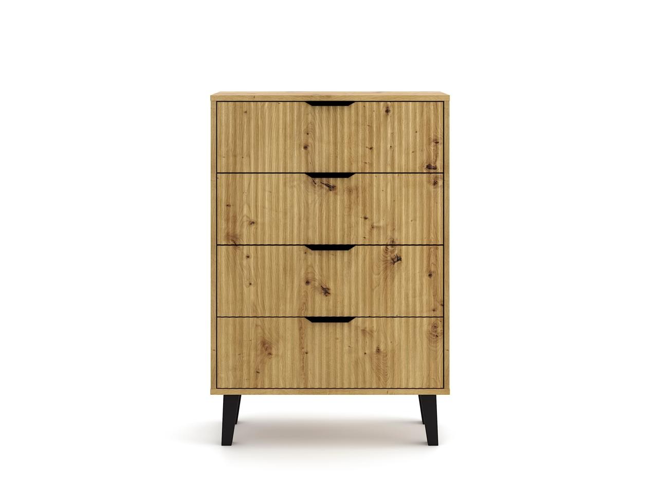 KOMODA SCANDI 4S SLIM 4 SZUFLADY RYFLOWANE FRONTY DĄB ARTISAN
