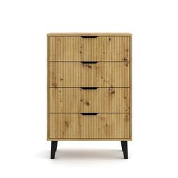 KOMODA SCANDI 4S SLIM 4 SZUFLADY RYFLOWANE FRONTY DĄB ARTISAN