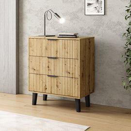 KOMODA SCANDI 3S SLIM 3 SZUFLADY RYFLOWANE FRONTY DĄB ARTISAN