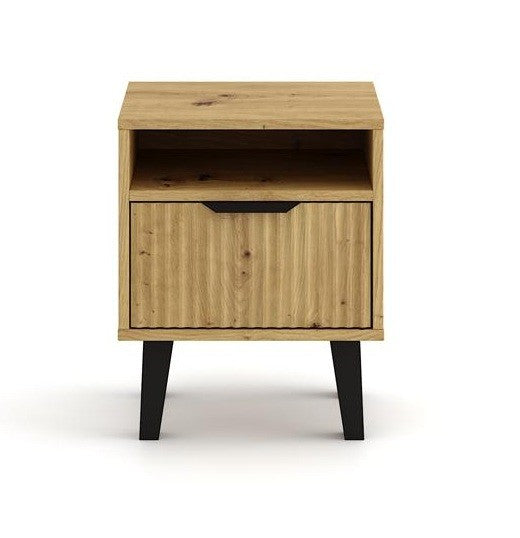 SZAFKA NOCNA SCANDI 1S SLIM 1 SZUFLADA RYFLOWANY FRONT DĄB ARTISAN