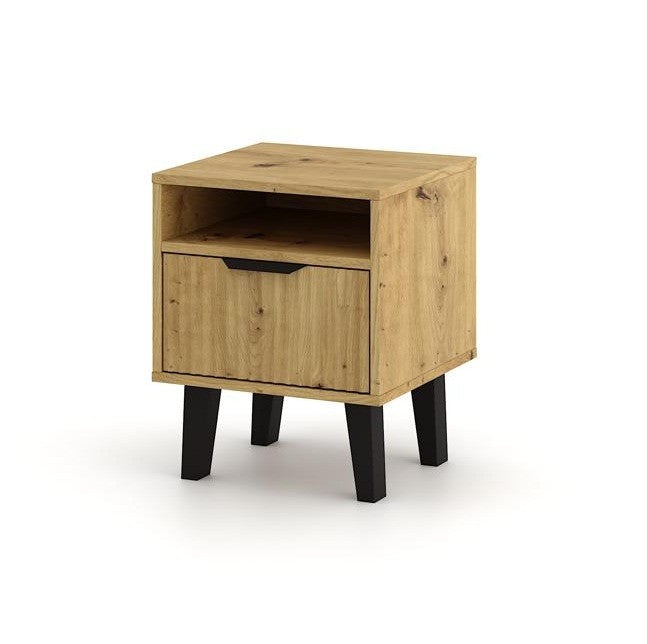 SZAFKA NOCNA SCANDI 1S SLIM 1 SZUFLADA RYFLOWANY FRONT DĄB ARTISAN