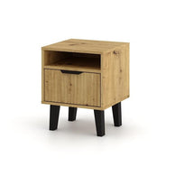 SZAFKA NOCNA SCANDI 1S SLIM 1 SZUFLADA RYFLOWANY FRONT DĄB ARTISAN