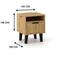 SZAFKA NOCNA SCANDI 1S SLIM 1 SZUFLADA RYFLOWANY FRONT DĄB ARTISAN