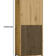 Witryna KAMARO 2DK SLIM/GŁADKI DĄB ARTISAN Lamele Front Ryflowany + Klasyczny