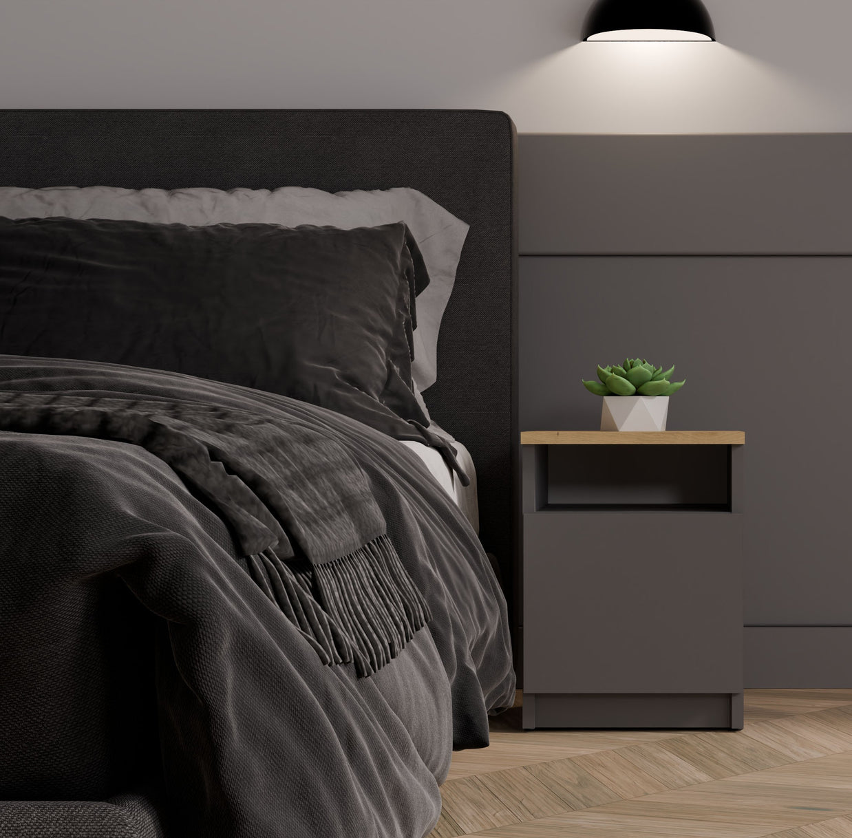 SZAFKA NOCNA GALAX 30 1D - ANTRACYT DĄB ARTISAN