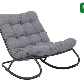 Fotel Bujany VIBE Ogrodowy z Poduszką Stalowy Czarny Szary 115 Cm