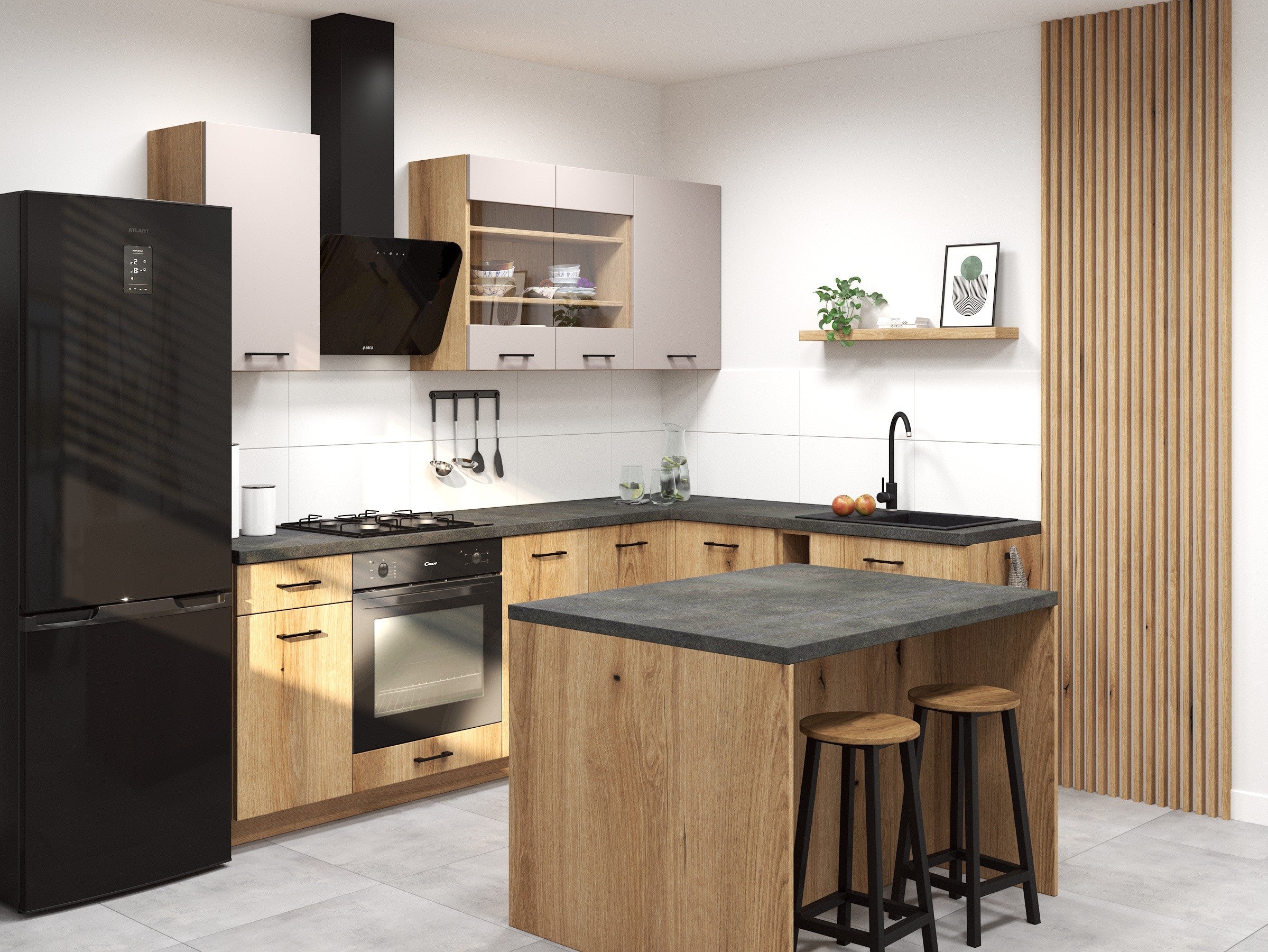 WYSPA KUCHENNA VARIO123,5x94x86 DĄB EVOKE DISTRICT DARK