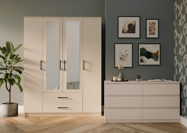 SZAFA ROMANA 160 Z LUSTREM 2 SZUFLADY 160CM KASZMIR BEŻ