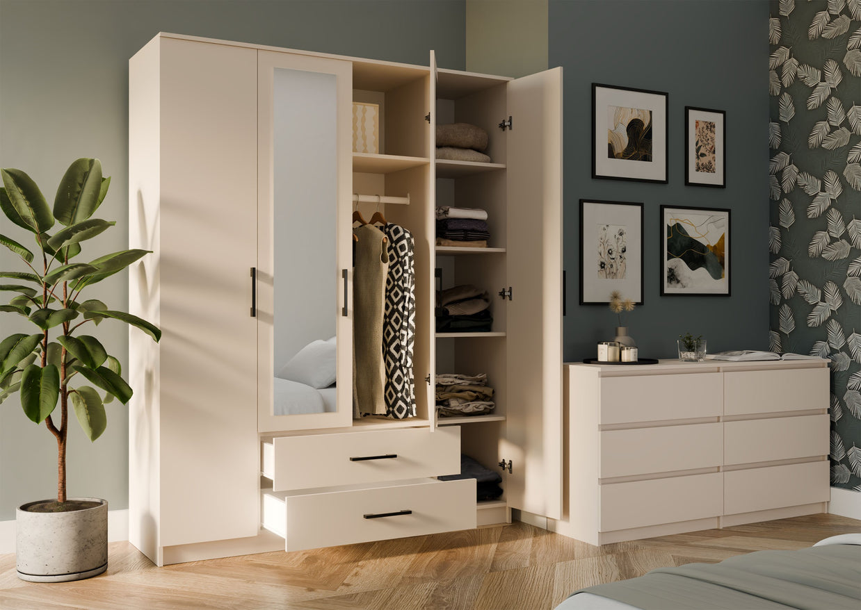 SZAFA ROMANA 160 Z LUSTREM 2 SZUFLADY 160CM KASZMIR BEŻ