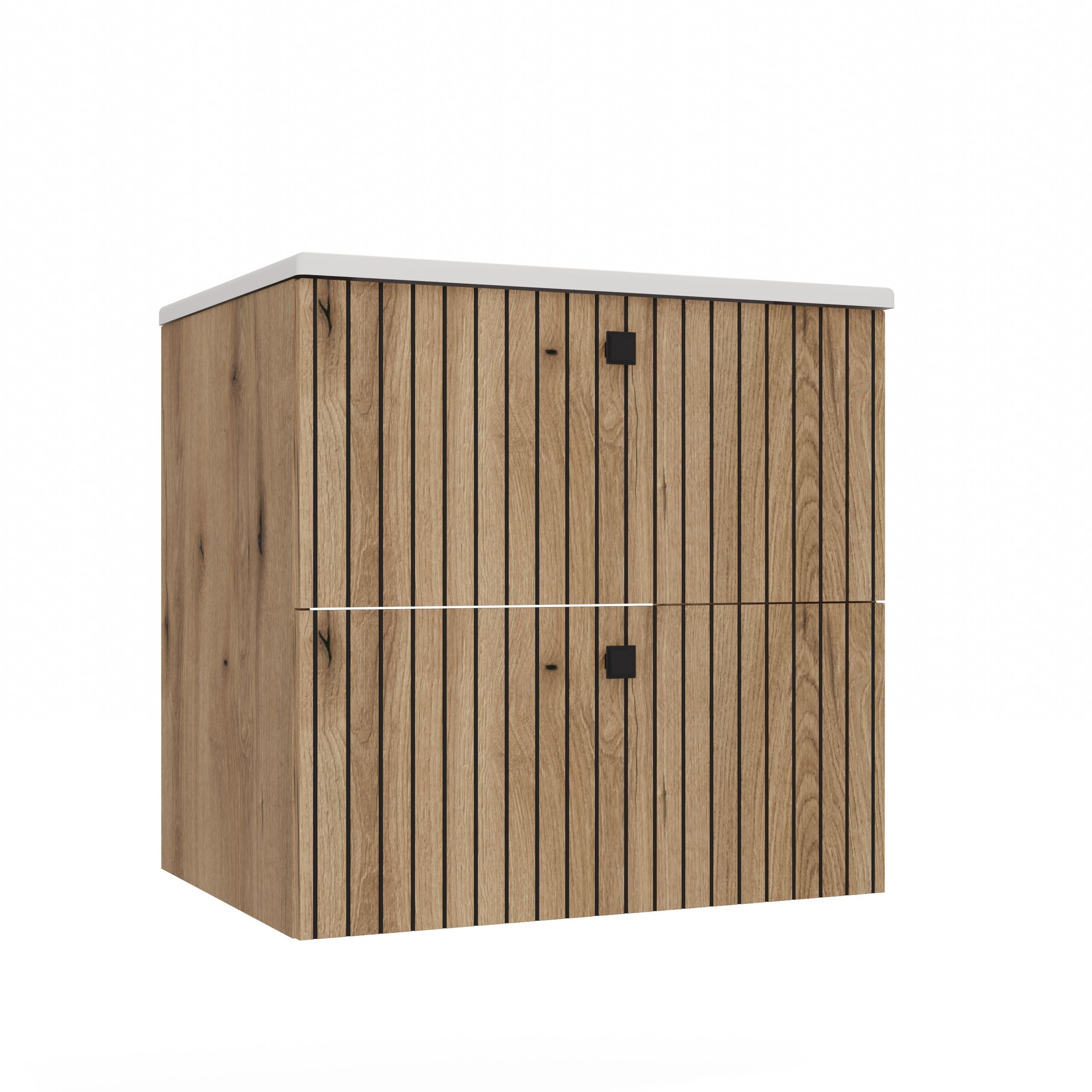 SZAFKA POD UMYWALKĘ TIGO 60 2S DĄB EVOKE RYFLOWANY FRONT + UMYWALKA
