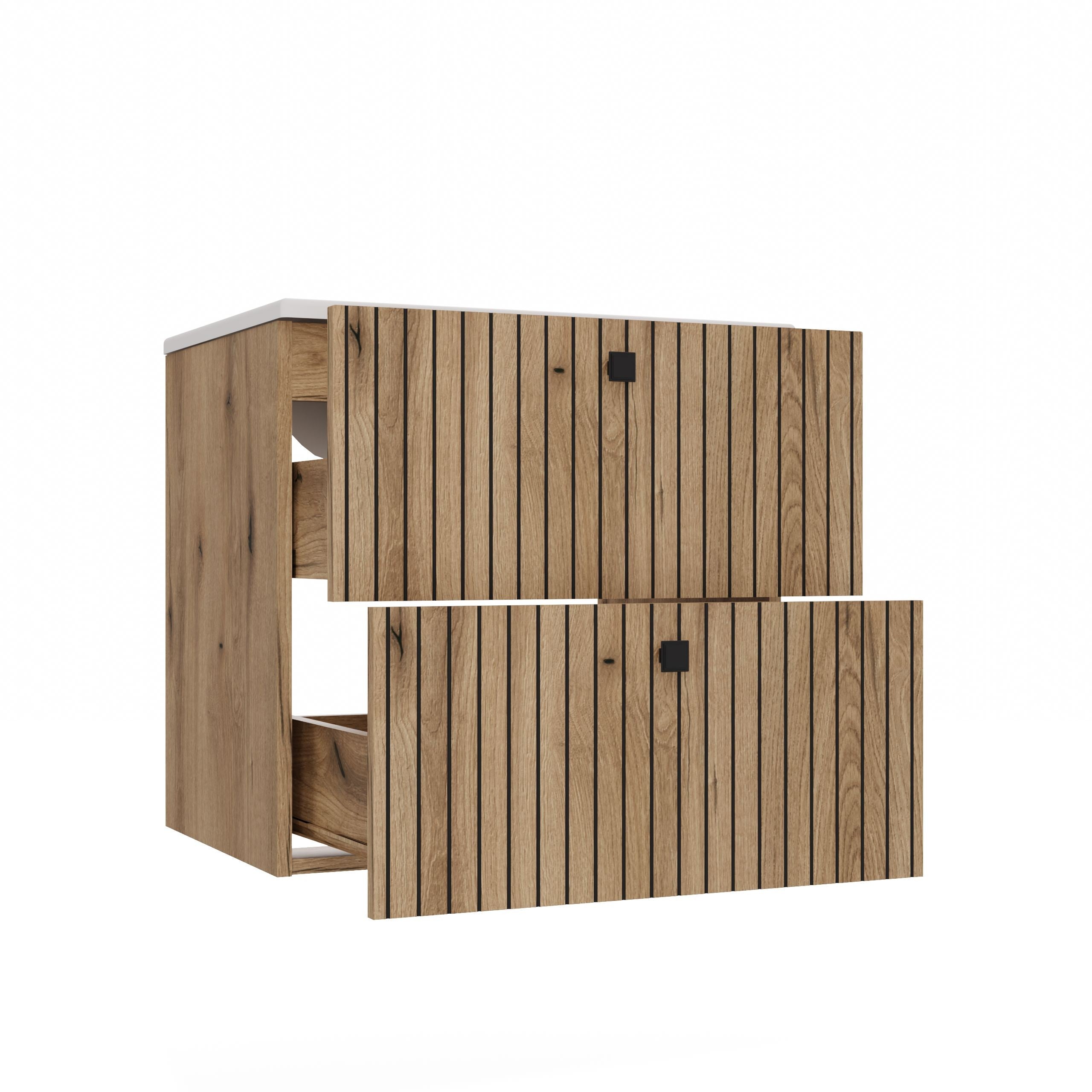 SZAFKA POD UMYWALKĘ TIGO 60 2S DĄB EVOKE RYFLOWANY FRONT + UMYWALKA