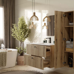 SZAFKA POD UMYWALKĘ TIGO 80 2S DĄB EVOKE RYFLOWANY FRONT