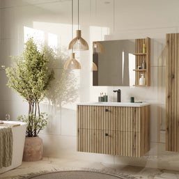 SZAFKA POD UMYWALKĘ TIGO 80 2S DĄB EVOKE RYFLOWANY FRONT + UMYWALKA