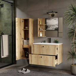 SZAFKA POD UMYWALKĘ TIGO 80 2S DĄB EVOKE RYFLOWANY FRONT + UMYWALKA