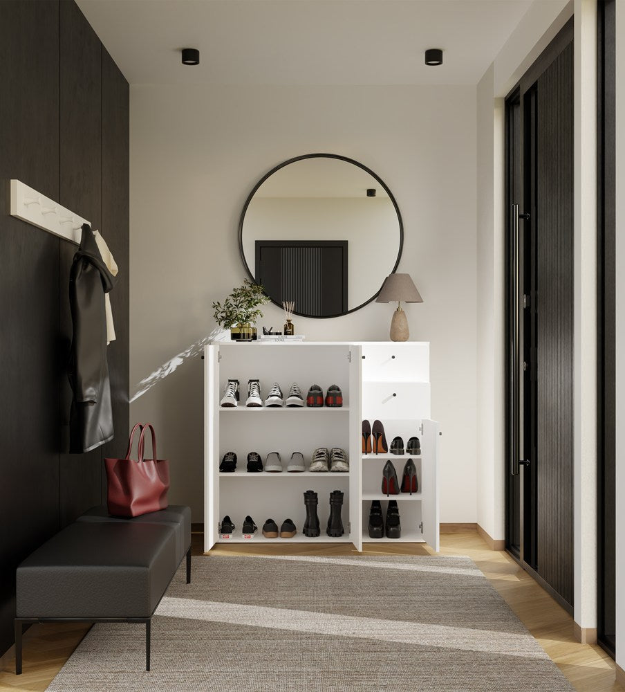 KOMODA FRAN BIAŁY 120 Cm Szafka 3 Drzwi 2 Szuflady 30 Cm Do Salonu Sypialni