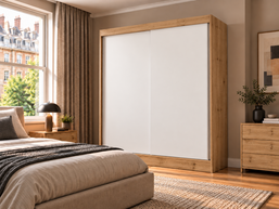 SZAFA Przesuwna IGA 160 CM B DĄB ARTISAN BIEL – Stylowa i Funkcjonalna