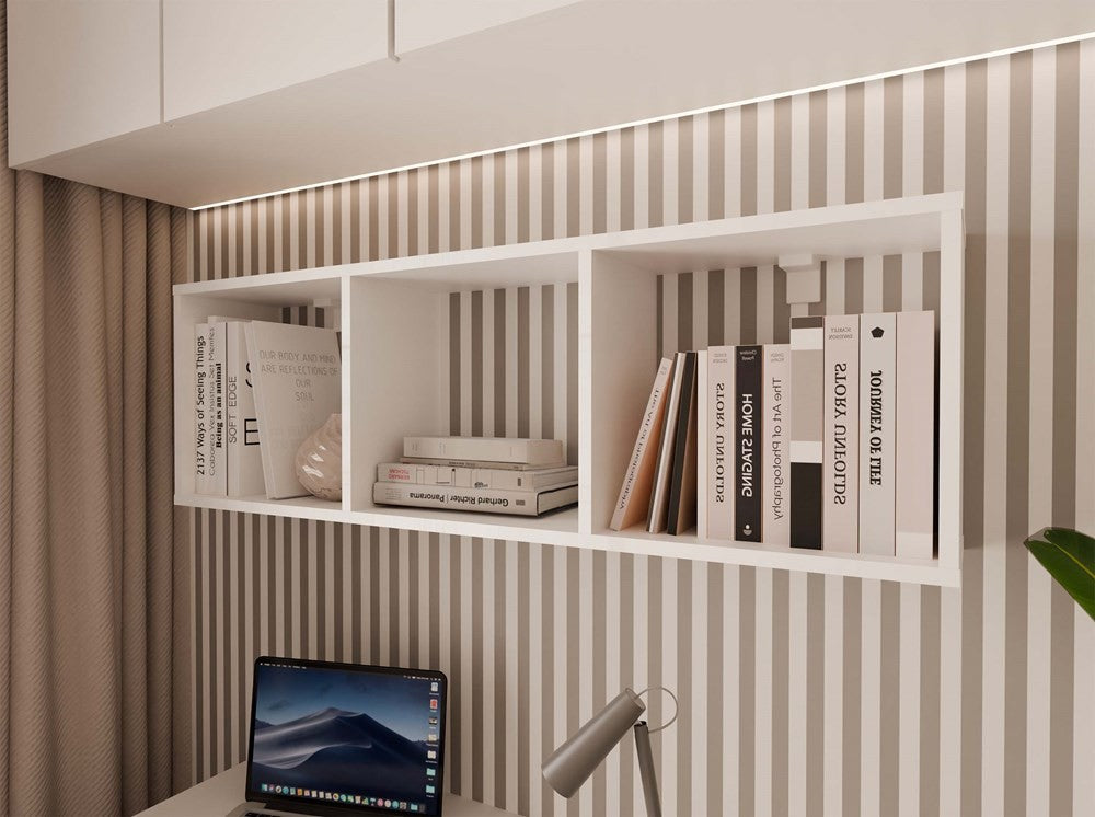 Regał Wiszący COBI 1X3 - Nowoczesna Półka Ścienna 3 Komory Biel Mat