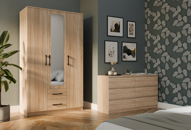 SZAFA ROMANA 120 LUSTRO 2 SZUFLADY 120CM DĄB SONOMA