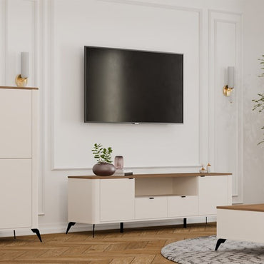 Szafka RTV CORDOBA 2D2S Kaszmir Beż Dąb Castello Szafka Pod TV 2 Szuflady