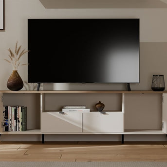 Szafka RTV CORDOBA 2D2S Kaszmir Beż Dąb Castello Szafka Pod TV 2 Szuflady