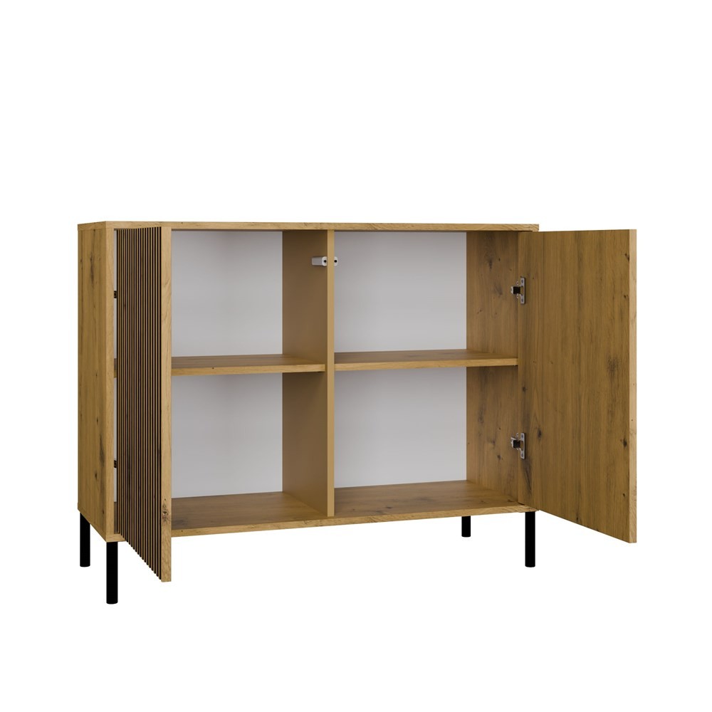 Komoda Front Ryflowany Szafka KAMARO 2D Slim / Gładki DĄB ARTISAN Lamele