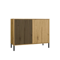 Komoda Front Ryflowany Szafka KAMARO 2D Slim / Gładki DĄB ARTISAN Lamele