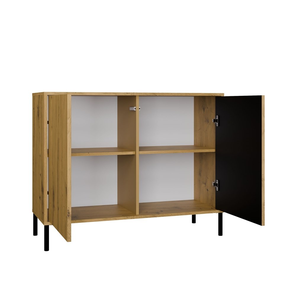 Komoda Front Ryflowany Szafka KAMARO 2D Slim / Gładki DĄB ARTISAN Lamele