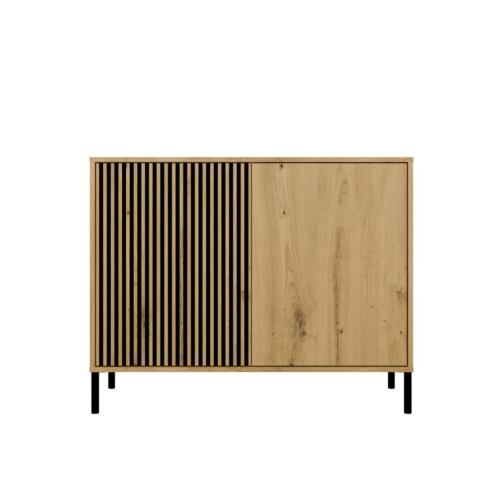 Komoda Front Ryflowany Szafka KAMARO 2D Slim / Gładki DĄB ARTISAN Lamele