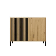 Komoda Front Ryflowany Szafka KAMARO 2D Slim / Gładki DĄB ARTISAN Lamele