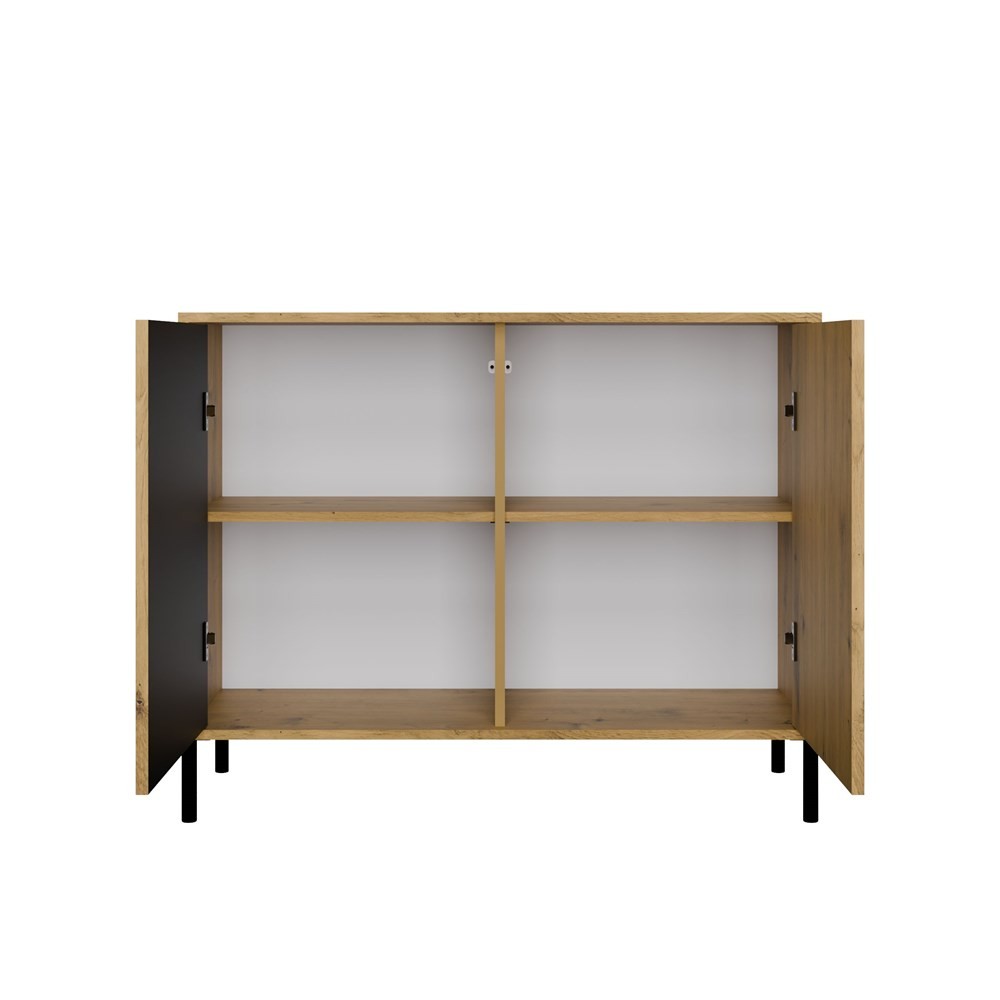 Komoda Front Ryflowany Szafka KAMARO 2D Slim / Gładki DĄB ARTISAN Lamele
