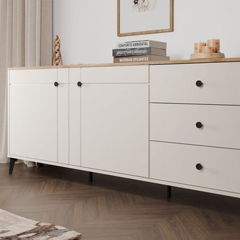 Komoda POINT 2D3S Kaszmir Beż Dąb Castello Szafka 3 Szuflady 2 Drzwi Salon