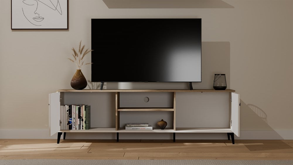 Szafka RTV POINT 2D Kaszmir Beż Dąb Castello Szafka Pod TV 2 Drzwi