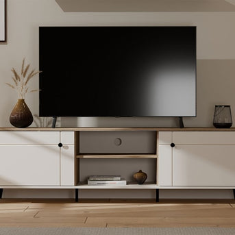 Szafka RTV POINT 2D Kaszmir Beż Dąb Castello Szafka Pod TV 2 Drzwi