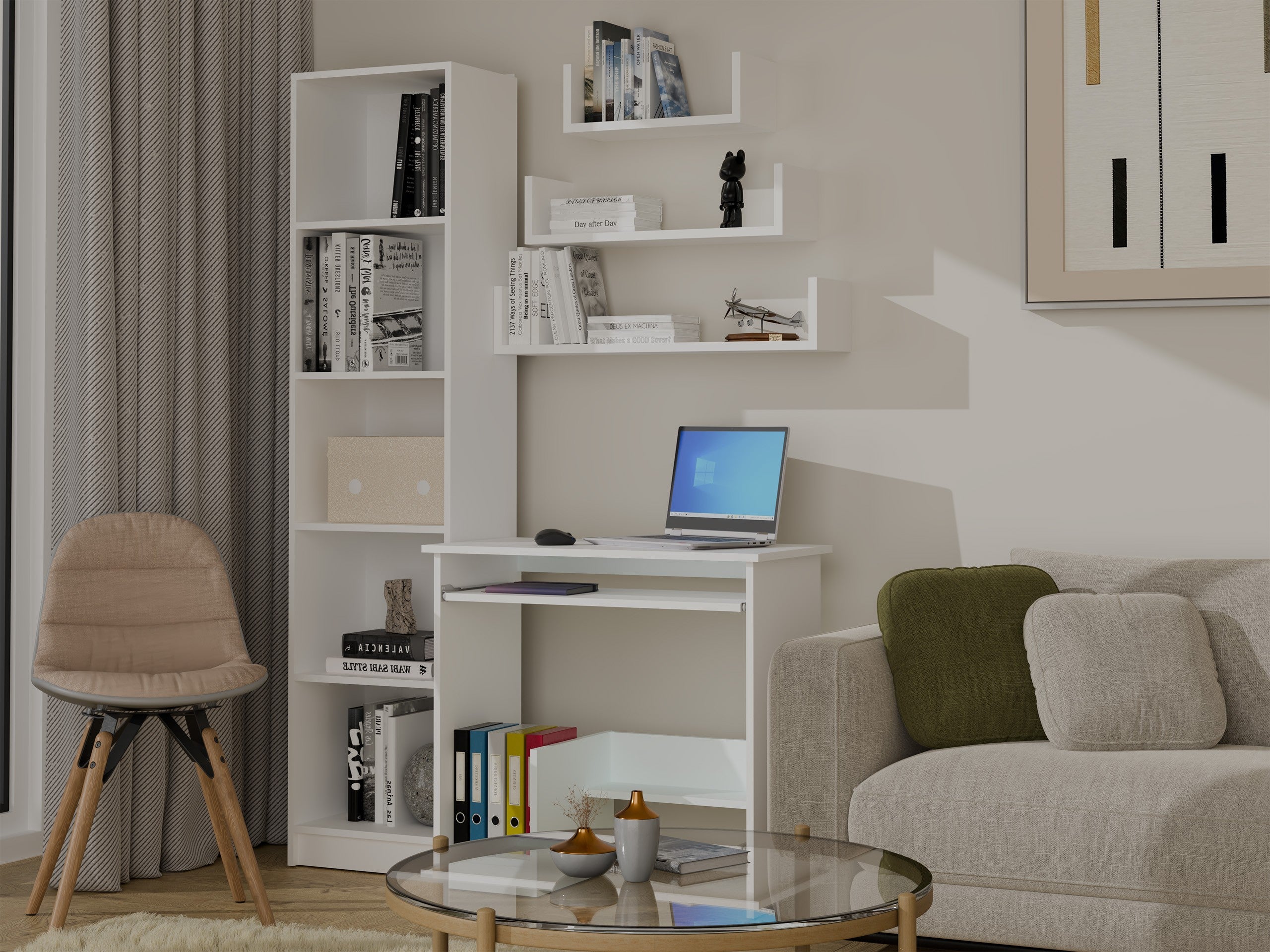 KOMPLET 3 x PÓŁKA WISZĄCA ŚCIENNA MOBI 3P BIEL