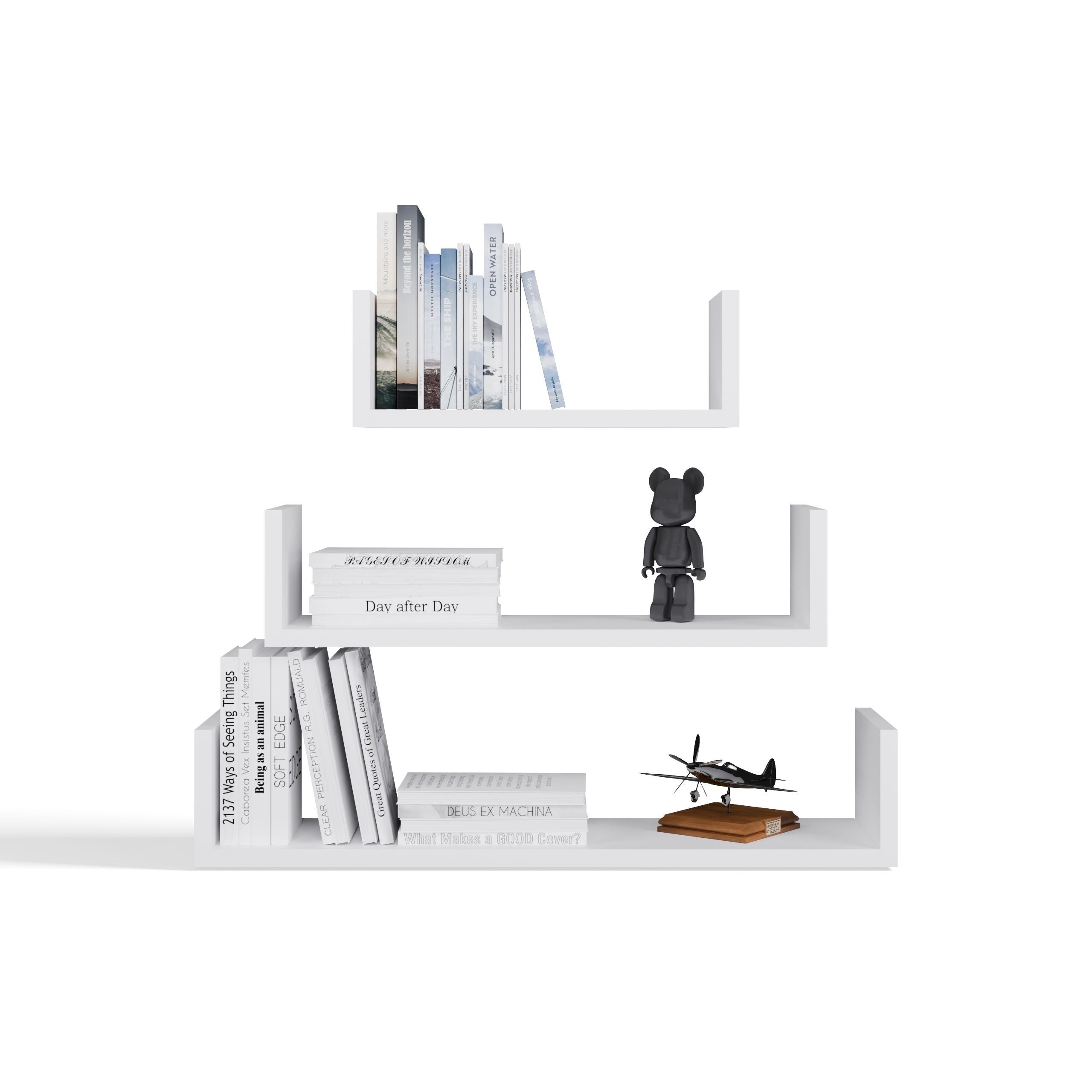 KOMPLET 3 x PÓŁKA WISZĄCA ŚCIENNA MOBI 3P BIEL