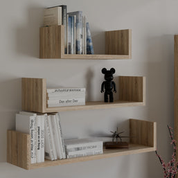 KOMPLET 3 x PÓŁKA WISZĄCA ŚCIENNA MOBI 3P DĄB SONOMA