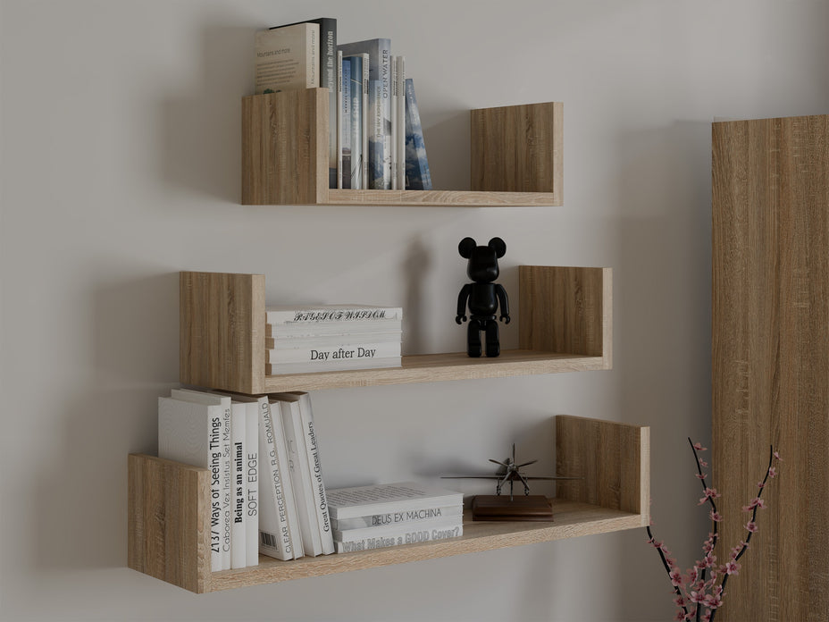 KOMPLET 3 x PÓŁKA WISZĄCA ŚCIENNA MOBI 3P DĄB SONOMA