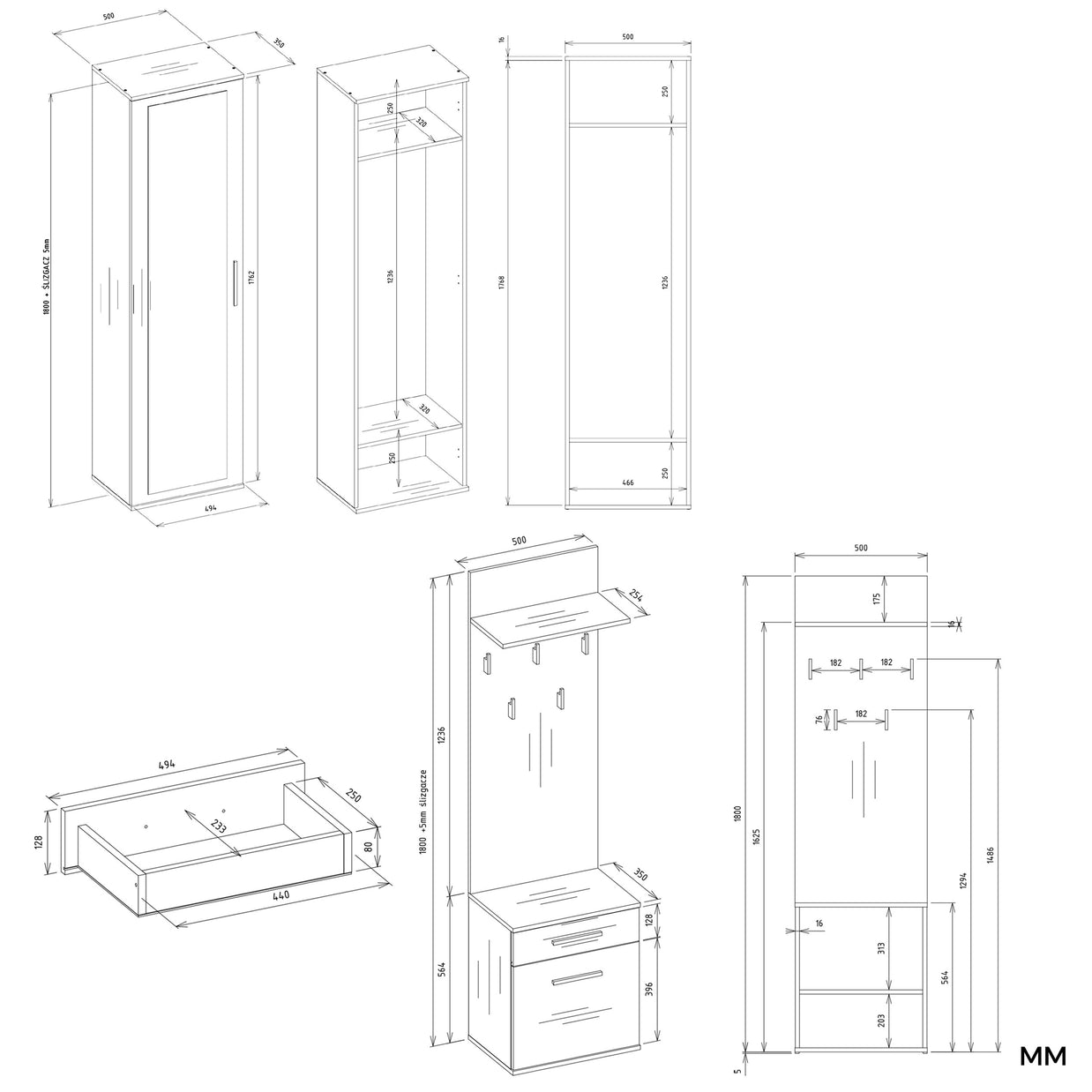 GARDEROBA DUO DĄB ARTISAN