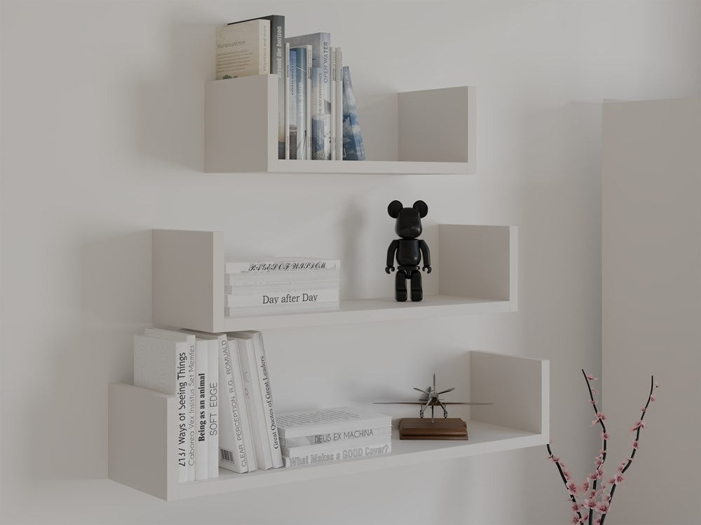 Półka Wisząca MOBI 3P Komplet 3x – Nowoczesne Półki Ścienne KASZMIR BEŻ