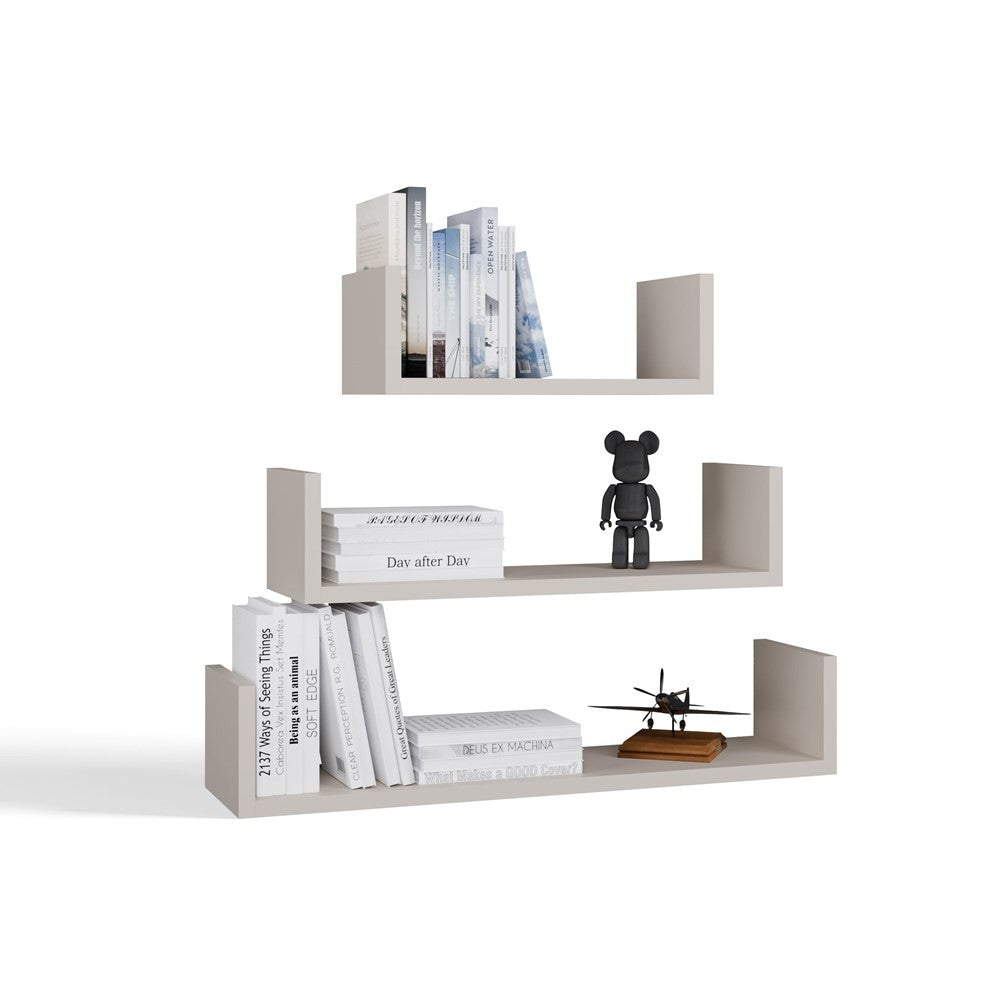 Półka Wisząca MOBI 3P Komplet 3x – Nowoczesne Półki Ścienne KASZMIR BEŻ