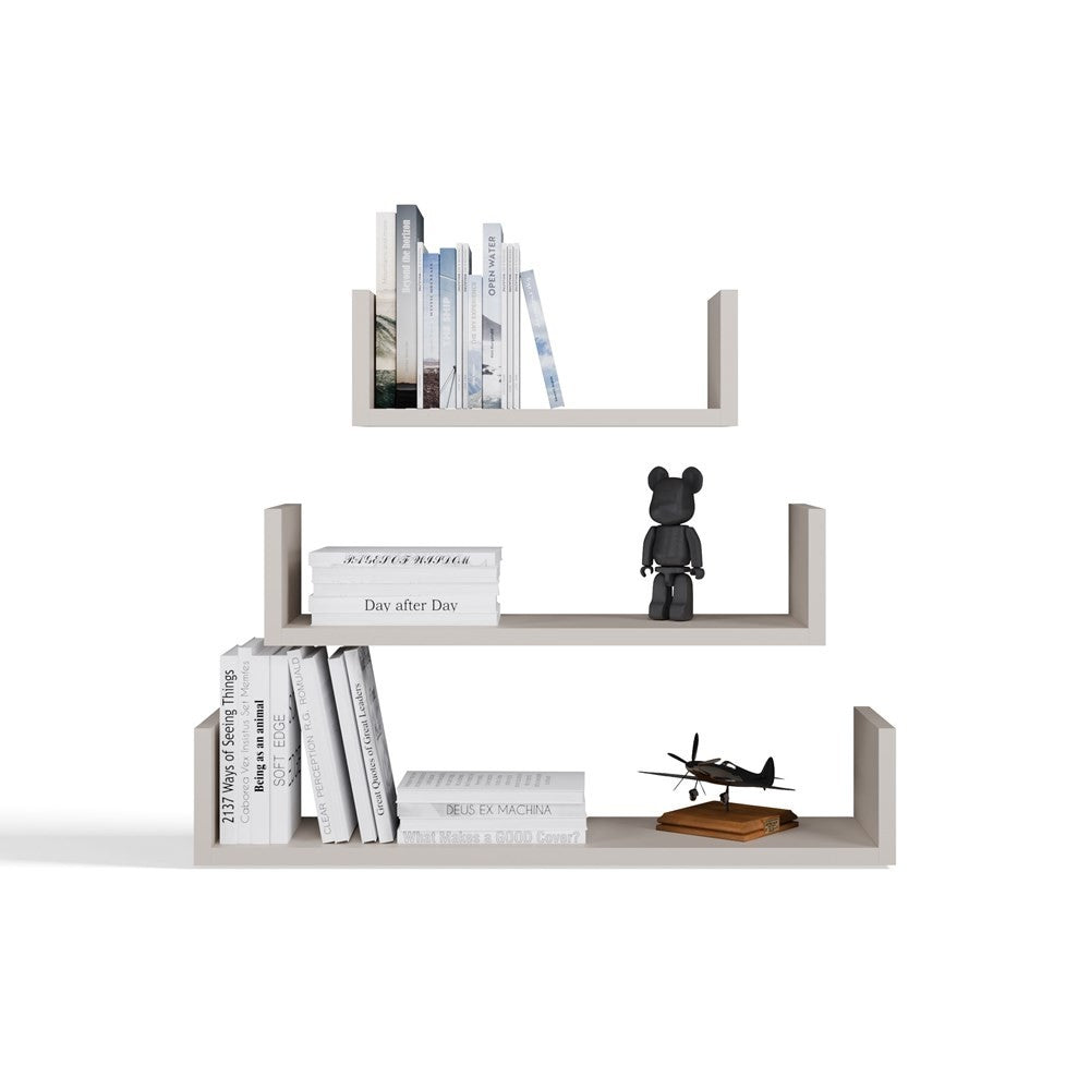 Półka Wisząca MOBI 3P Komplet 3x – Nowoczesne Półki Ścienne KASZMIR BEŻ