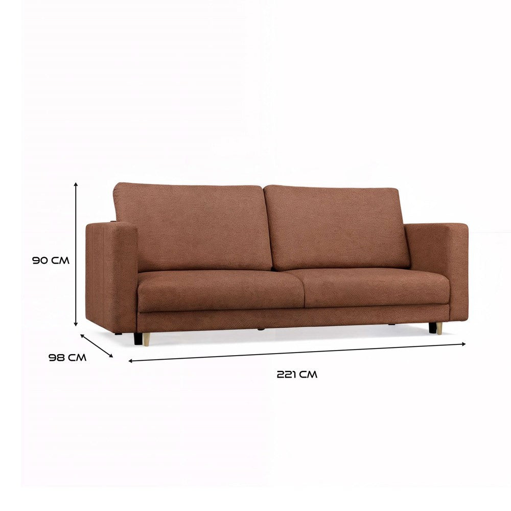 SOFA LINA 3-OSOBOWA Z FUNKCJĄ SPANIA TERAKOTA DO SALONU DO POKOJU