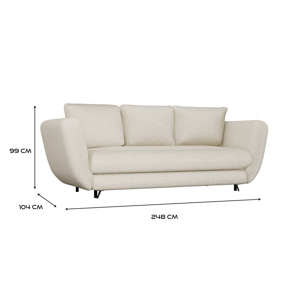SOFA SARIS 3-OSOBOWA Z FUNKCJĄ SPANIA BEŻOWA NOGA CZARNA DO SALONU POKOJU