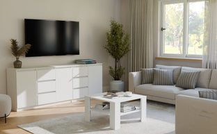ZESTAW KOMODA COSTA 6 SZUFLAD 3 DRZWI SZAFKA BIEL