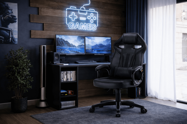 FOTEL OBROTOWY GAMINGOWY KRZESŁO DRIFT CZARNY