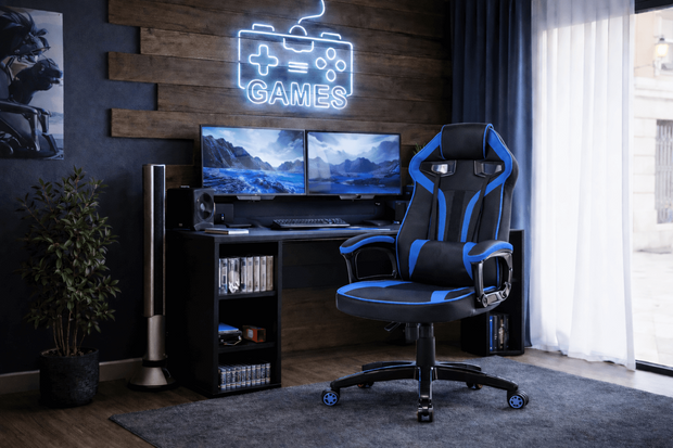 FOTEL OBROTOWY GAMINGOWY KRZESŁO DRIFT NIEBIESKI