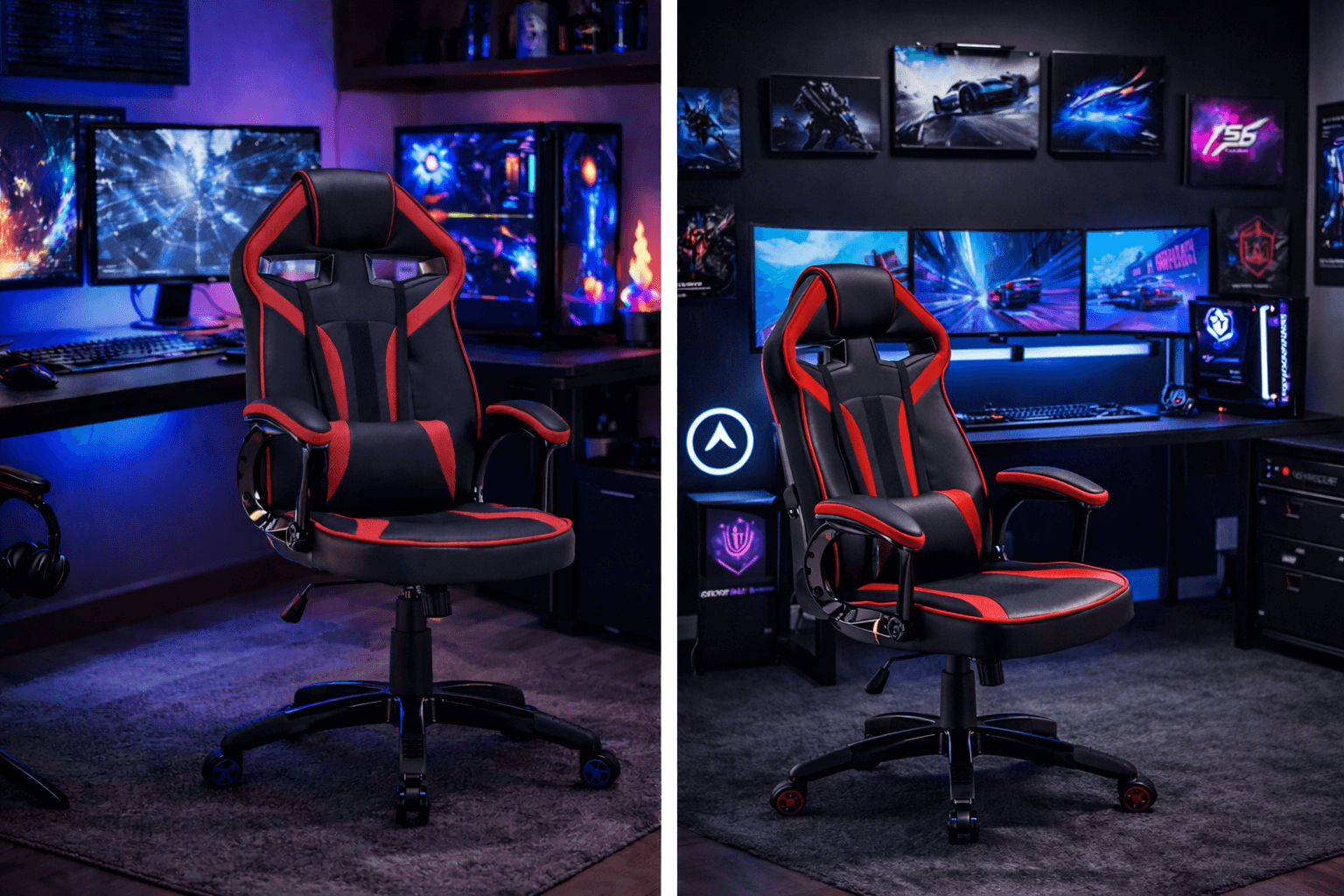 FOTEL OBROTOWY GAMINGOWY KRZESŁO DRIFT CZERWONY